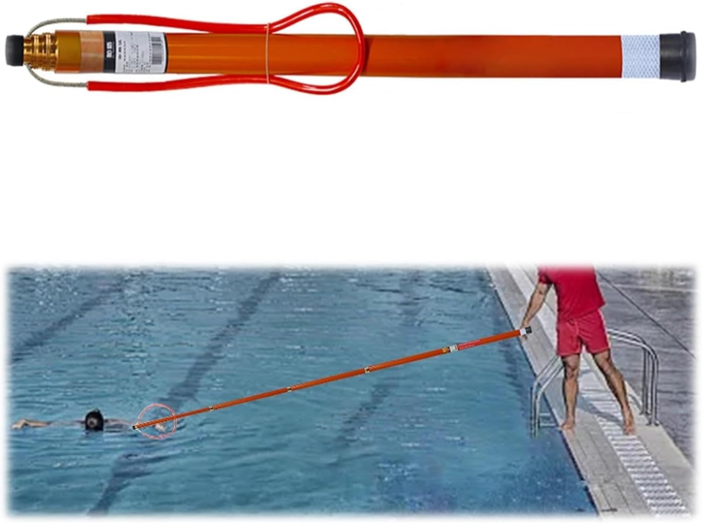 LXXW Échelle de Sauvetage Grandes piscines, Crochet de sécurité for récupérer Les Personnes, équipement de Sauvetage d'urgence Perche de Sauvetage(5.5 M/18 FT/216.5 in)