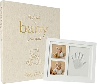 Baby Hand and Footprint Kit Photo Frame With Milestone Journal Scrapbook Keepsake Gift Set - Ideal for Baby Shower Gifting For Newborn Boys & Girls – Pregnancy to Age 5 - Gift-Ready