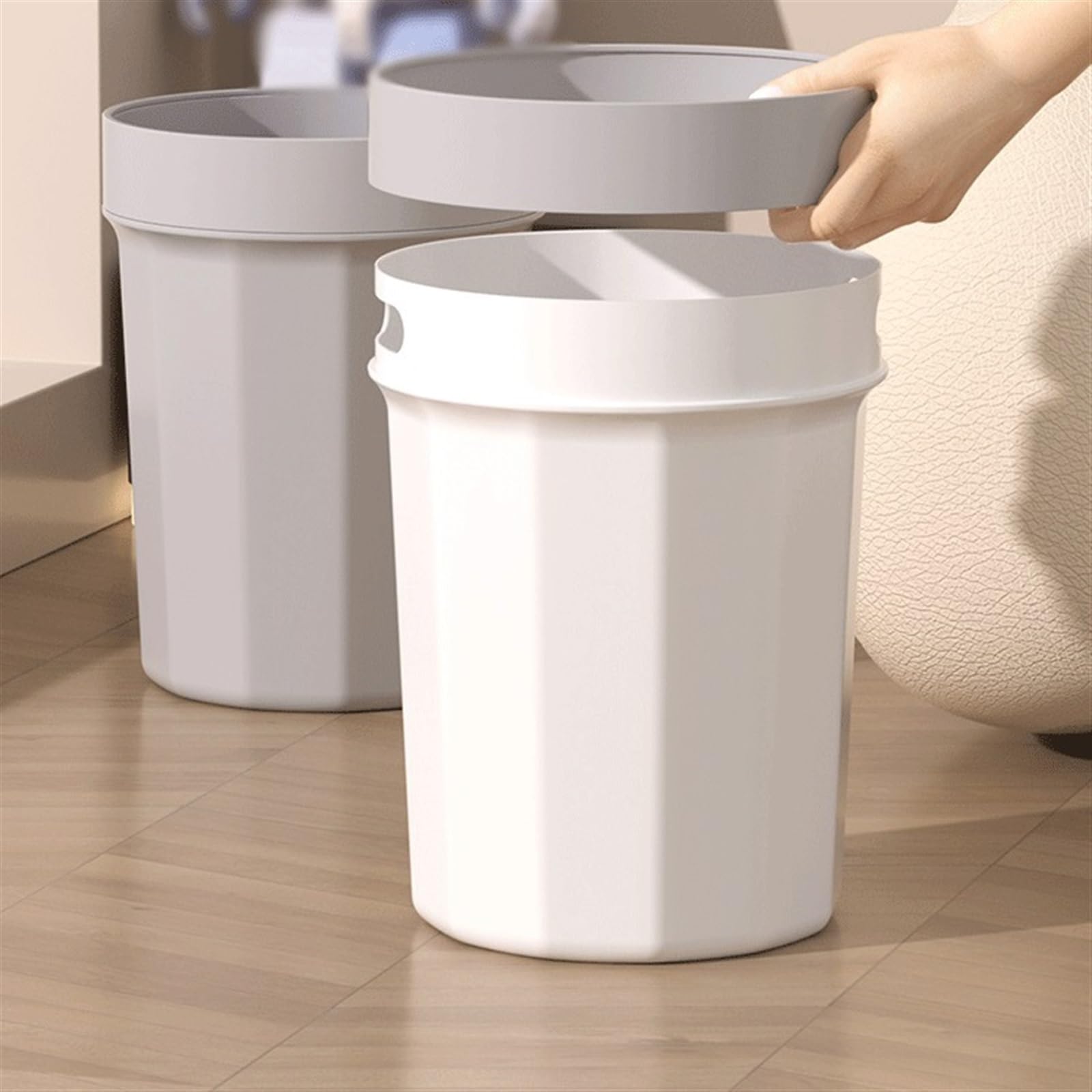 Cubo de la Basura Papelera de Tiro Recto, Papelera con aro presión, plástico Apta for papeleras Cocina, Oficina y hogar(Orange)