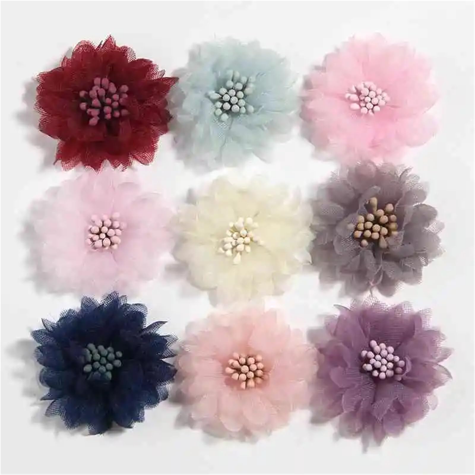 MDSRFGN Fabric Flowers 10PCS 4CM 1.5" Artificial Fabric Flower For Dress Wedding Bouquet Jewelry Brooch Production Clothing Making(Mix Colors)