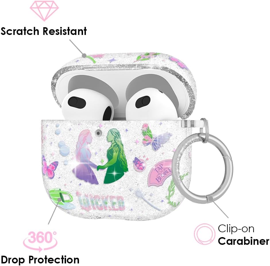 VELVET CAVIAR Compatible with AirPods 4 Case with Keychain - Cute Protective Hard AirPod 4th Generation Cases for Women - Wicked for Good Glitter