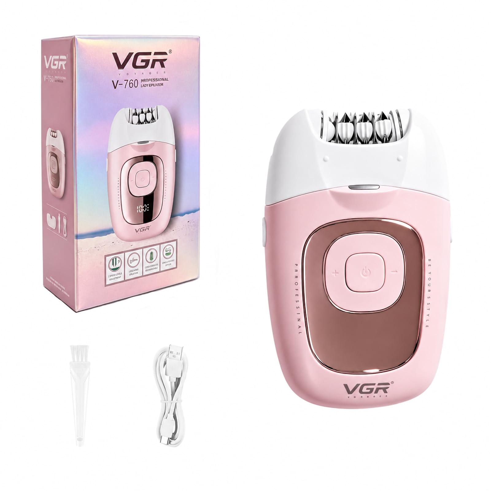 VGR 760 Epilatore elettrico da donna, sistema a 18 pinzette, Rosa