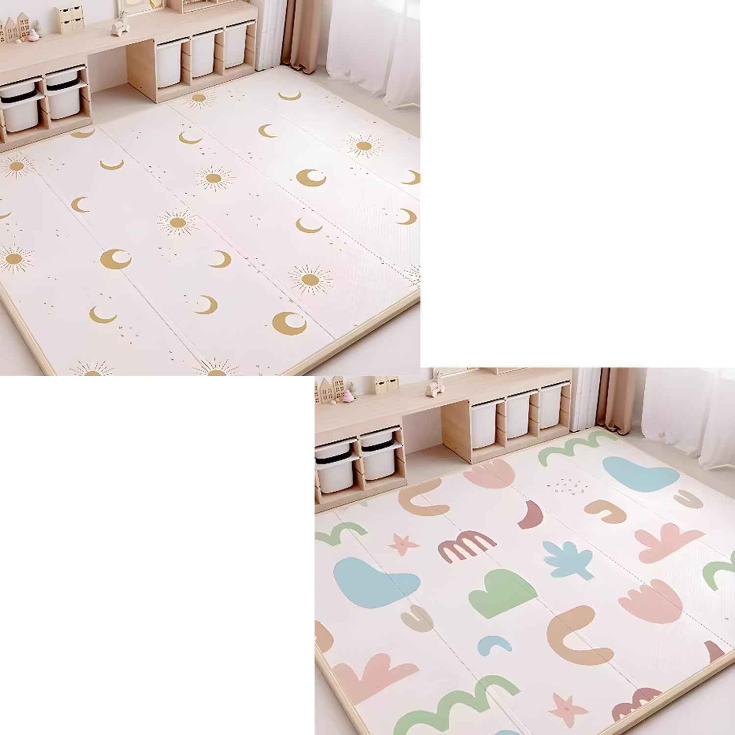 Tapete De Bebé Acolchoado,ctividades Plegable,Doble Cara,Reversible - Colchoneta Bebe Suelo para Jugar Impermeable,Ideal Jugar,Picnics Y UnióN Familiar(180 * 200 * 1cm,A)