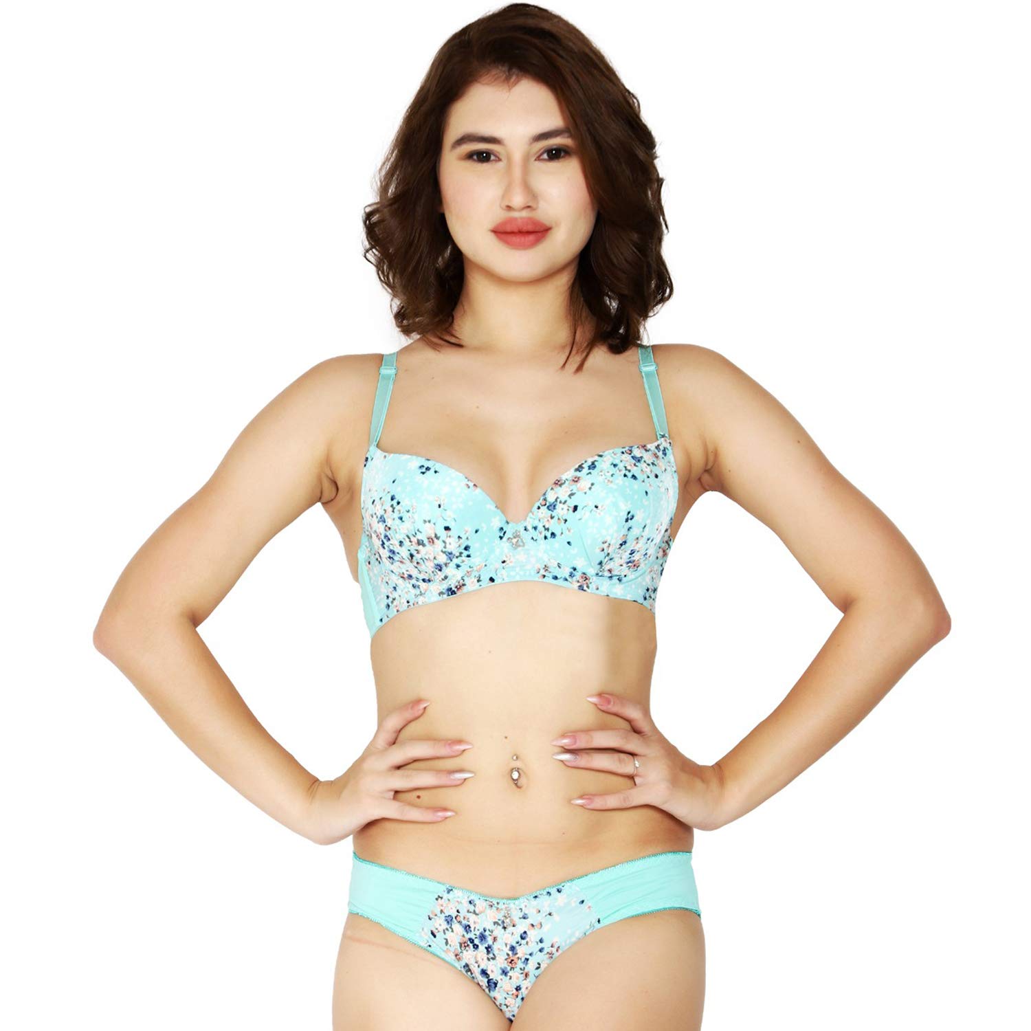 Diva SecretWomen's Floral Print Soft Padded Underwired Bra and Panty Set