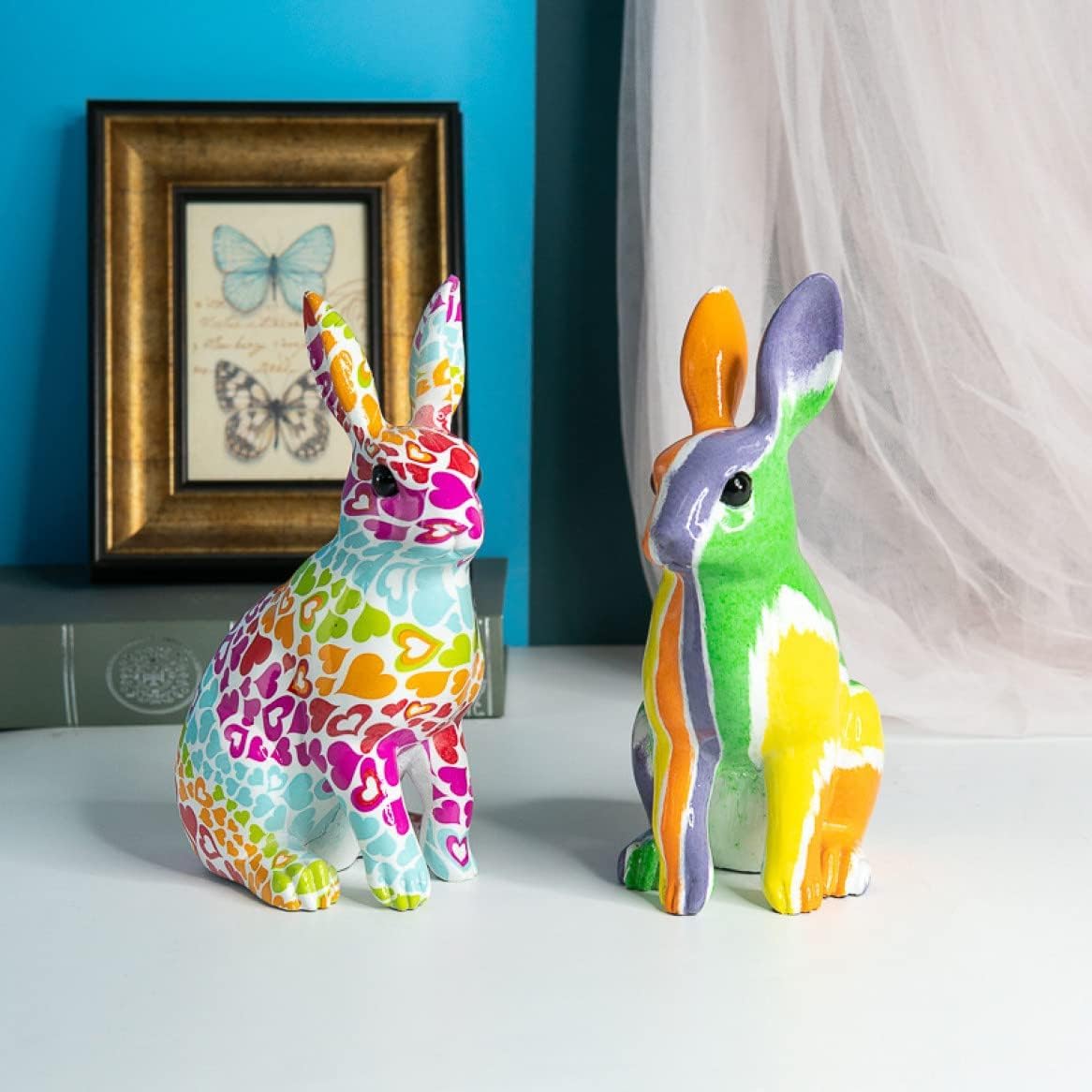 【美品】ウサギ　兎　オブジェ　置物　インテリア　工芸品　美術品　A2787 Amazon.co.jp: うさぎ オブジェ ペイントされた アニマルオブジェ