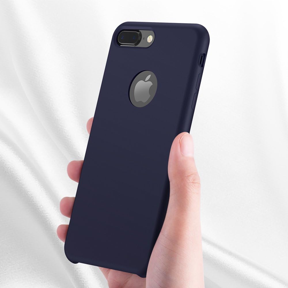 TORRAS iPhone 7 Plus Case/iPhone 8 Plus case, Liquid Silicone Rubber Slim Fit Soft Phone Case with Microfiber Cloth Lining Compatible with iPhone 7 Plus/iPhone 8 Plus, Midnight Blue