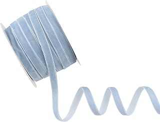 Dusty Blue Velvet Ribbon 3/8 Inch Single Face Thin Velvet Ribbon for Gift Wrapping, Antique Blue Ribbon Wedding, Ribbon for Hair Bows, Choker, Cafts, Bouquet - 25 Yards
