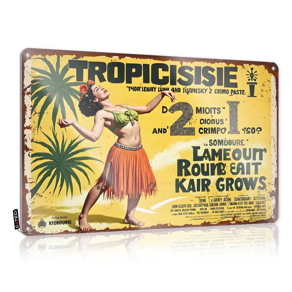 Fzfn Colour Hawaiian Hula Dancer: Tropical Paradise Poster New Humor - Vintage Wall Art Decor Vintage Wall Art(30X40cm)