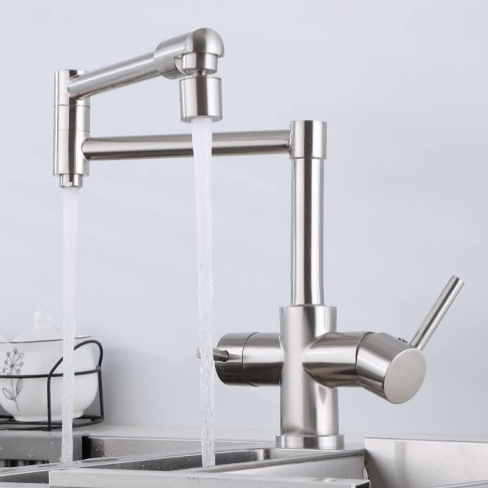 Aycdl 3 Way Kitchen Faucet For Filter Water System, Kitchen Taps Folding Pure Water Hot And Cold Water Rotating Brass Multifunctional 3 In 1 Kitchen Sink Faucet Brushed