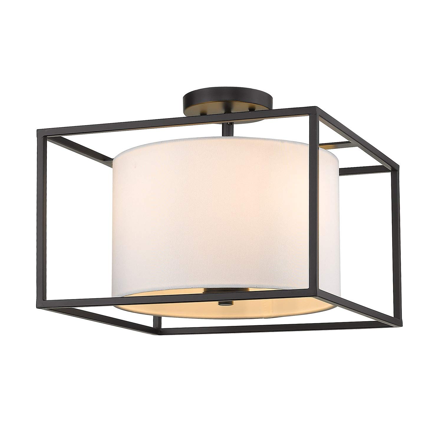 Golden Lighting 2243-SF BLK-MWS Manhattan Semi-Flush - Damp, Matte Black