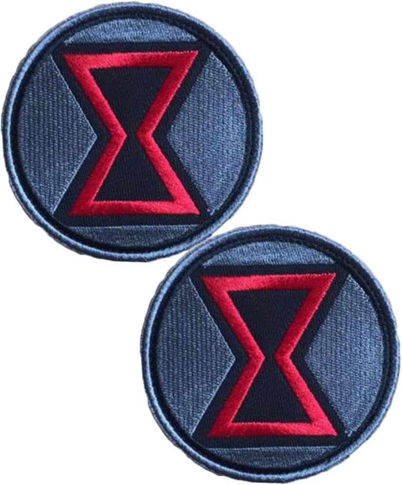 Heiorpai2Pcs M-Arvel Comics Black Widow Patch Embroidered Decorative Hook and Loop Fasteners Backing Patch