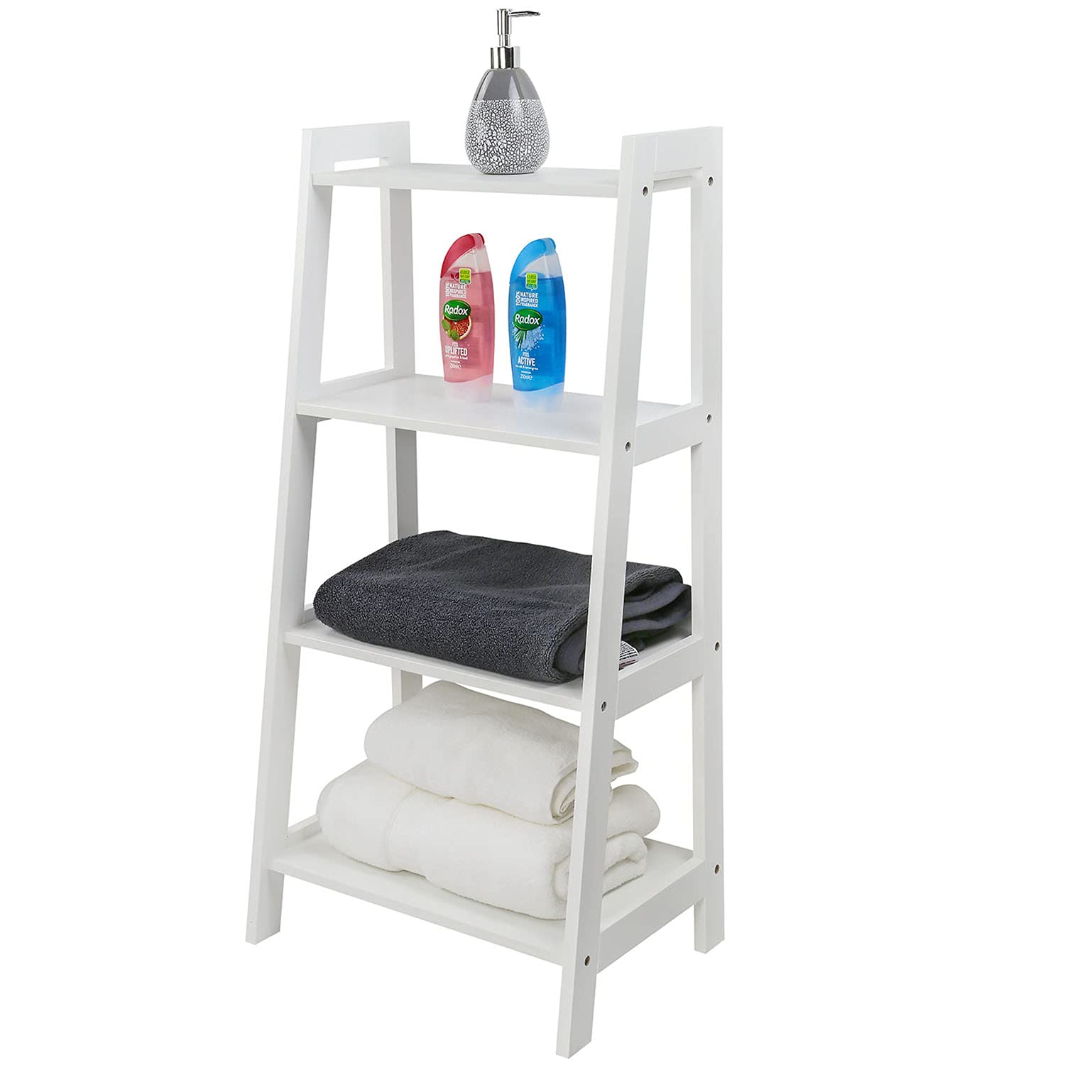Buy Taylor & Brown White 4 Tier Ladder Shelf Wooden Storage Unit Rack