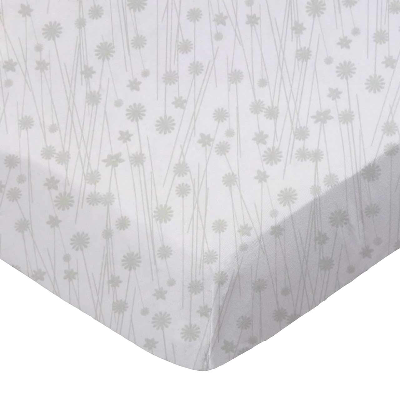 SheetWorld Fitted 100% Cotton Percale Pack N Play Sheet Fits Graco Square Play Yard 36 x 36, Grey Floral Stems, Made in USA