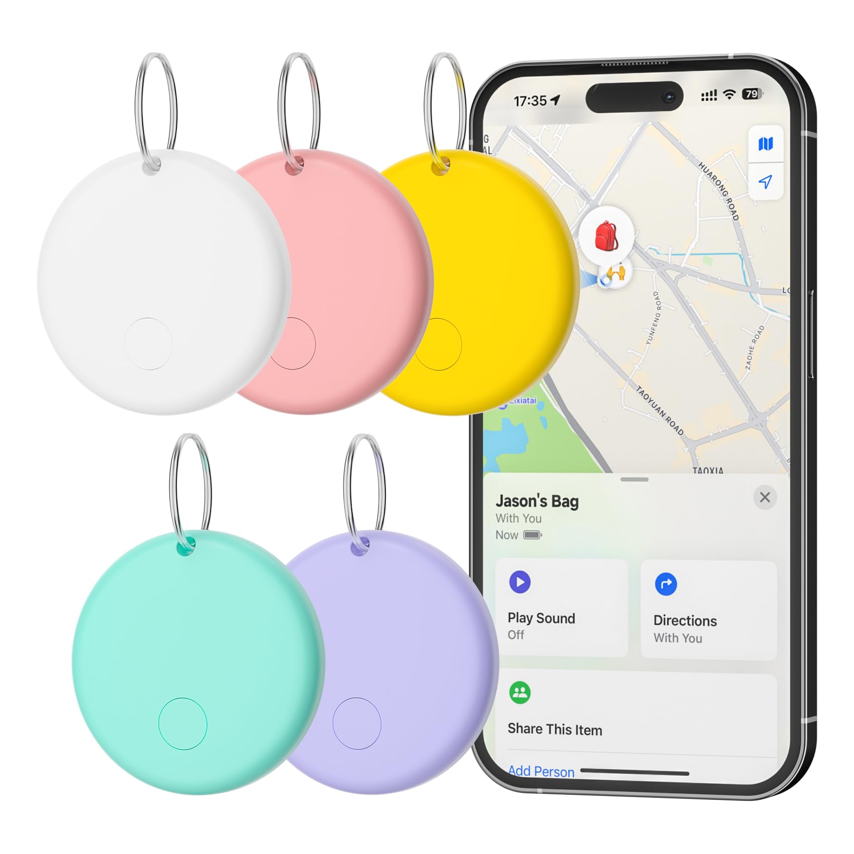 Eelexa Smart Air Tags 2025 for Apple Find My, 5 Pack Waterproof Bluetooth Trackers for Keys, Luggage, Wallet, iOS Key Finder with Replaceable Battery, Macaron Colors Birthday Gifts
