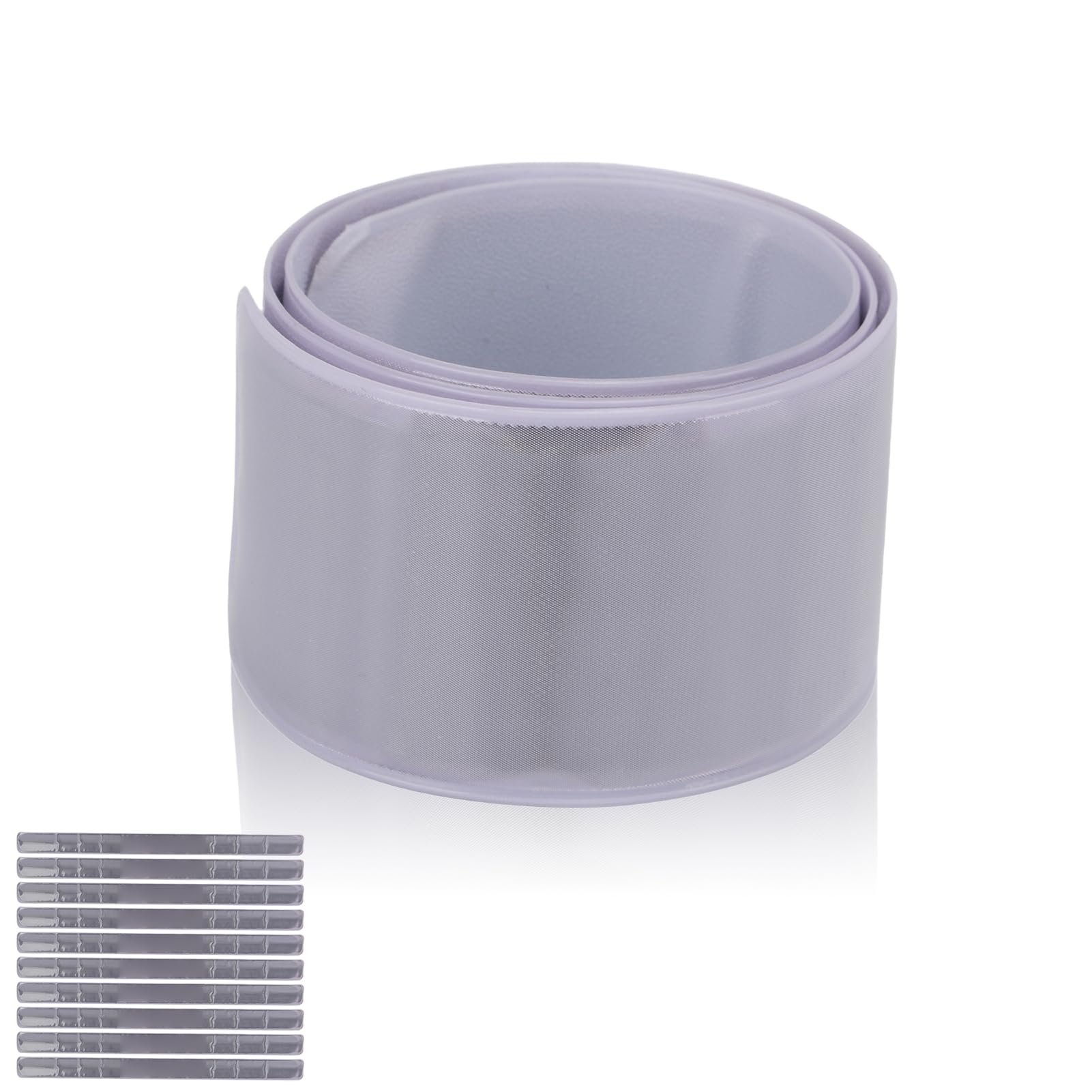 equlup Reflector Strips, 10 Pcs Reflective Bracelet Slap Bands Silicon Steel Reflective Arm Band for Clothing Sports Riding (Silver)