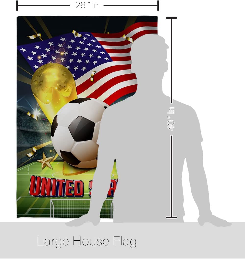 FIFA World Cup United States Banner Room Wall Art Flag Poles For Outside House Patio Porch Lawn Garden Stand Tapestry Yard Signs Team Qatar Trophy Soccer Game Football Gifts Made In USA