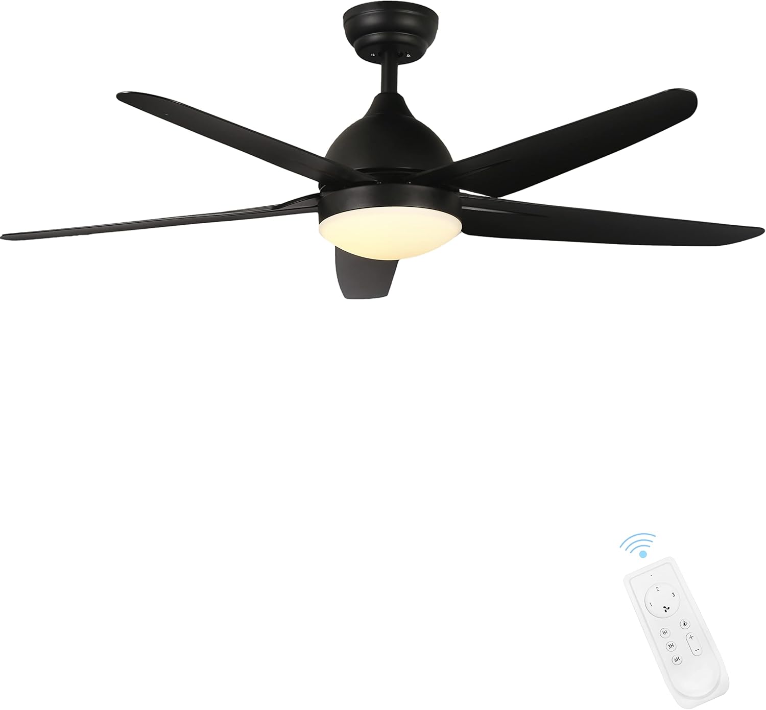 FINXIN Indoor Ceiling Fan Light Fixtures Black Remote LED 52 Ceiling Fans For Bedroom,Living