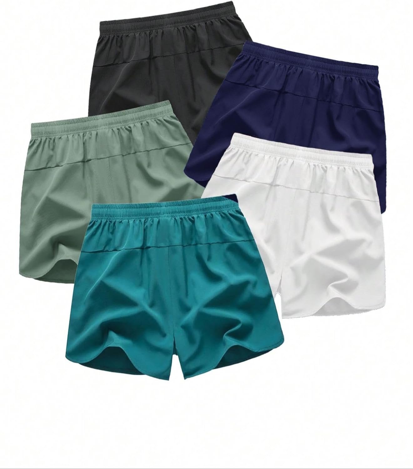 Men's Running Shorts 5 Inch Quick Dry Breathable with Pocket Adjustable Elastic Lace-Up Gym Gym Shorts Pack of 5 - Image 2