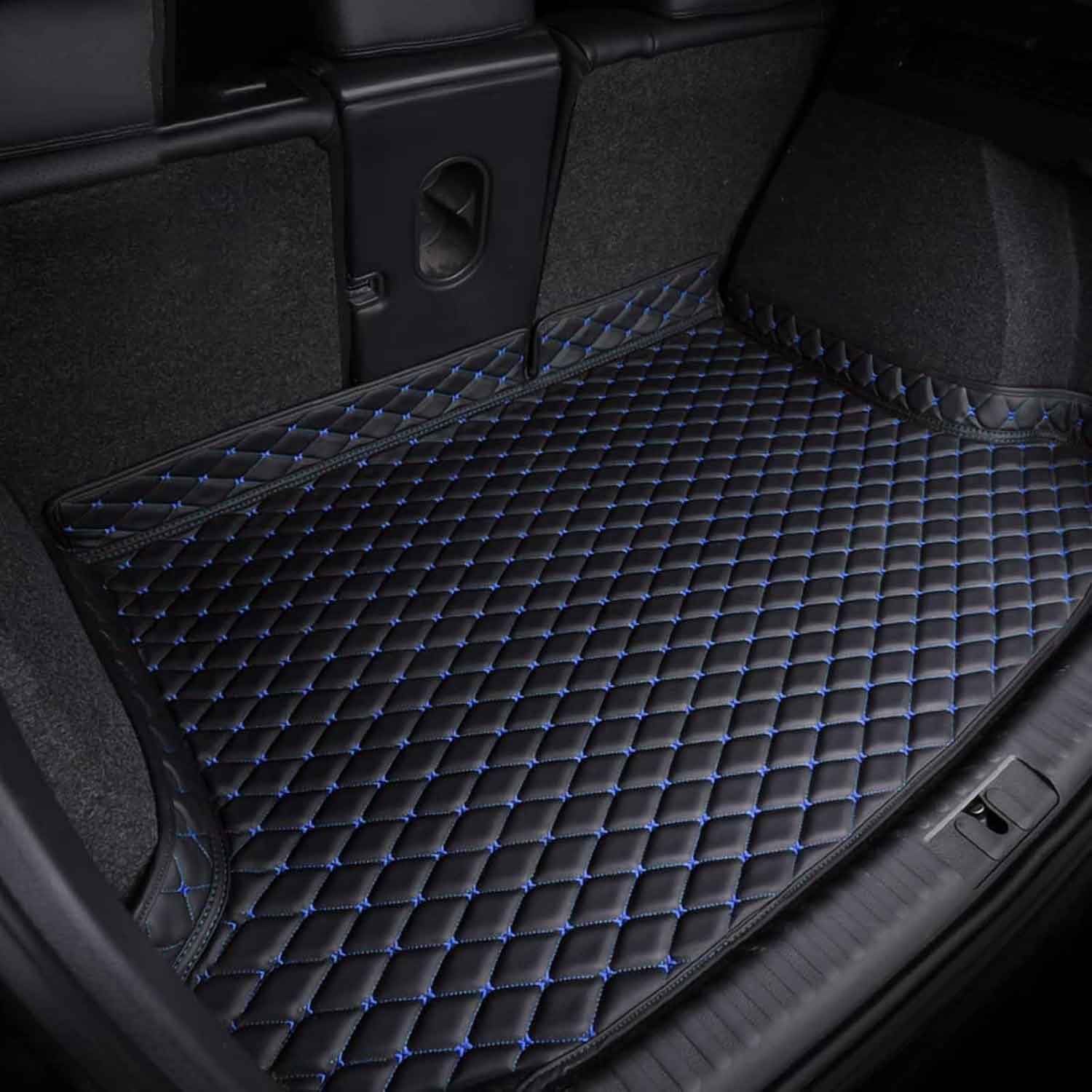 JINGXINXUE Leather Boot Liner for BMW X2 (2018-2023) [F39], Custom Boot Protector Mat Waterproof Trunk Carpet Luxury Cargo Liner Scratch Resistant All-Weather,B/Black Blue