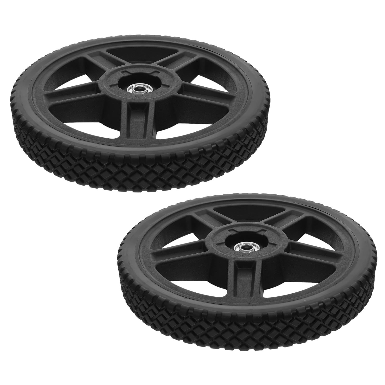 NUOBESTY 2 Piezas Ruedas para Cortacésped, Ruedas de Apoyo para Recortadora, Negro, Pvc y Pp, Orificio de Rodamiento 12,7mm, para Cortacéspedes Manuales y Cortacéspedes de Empuje,