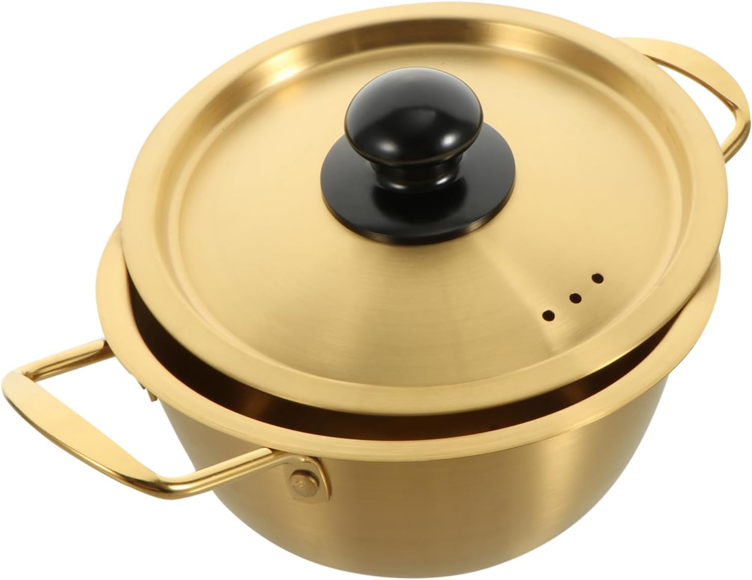 1set Stainless Steel Double Handle Soup Pot for Ramen Korean Style Noodle Cooking Pot Lid Versatile for Gas Induction and Electric Stoves