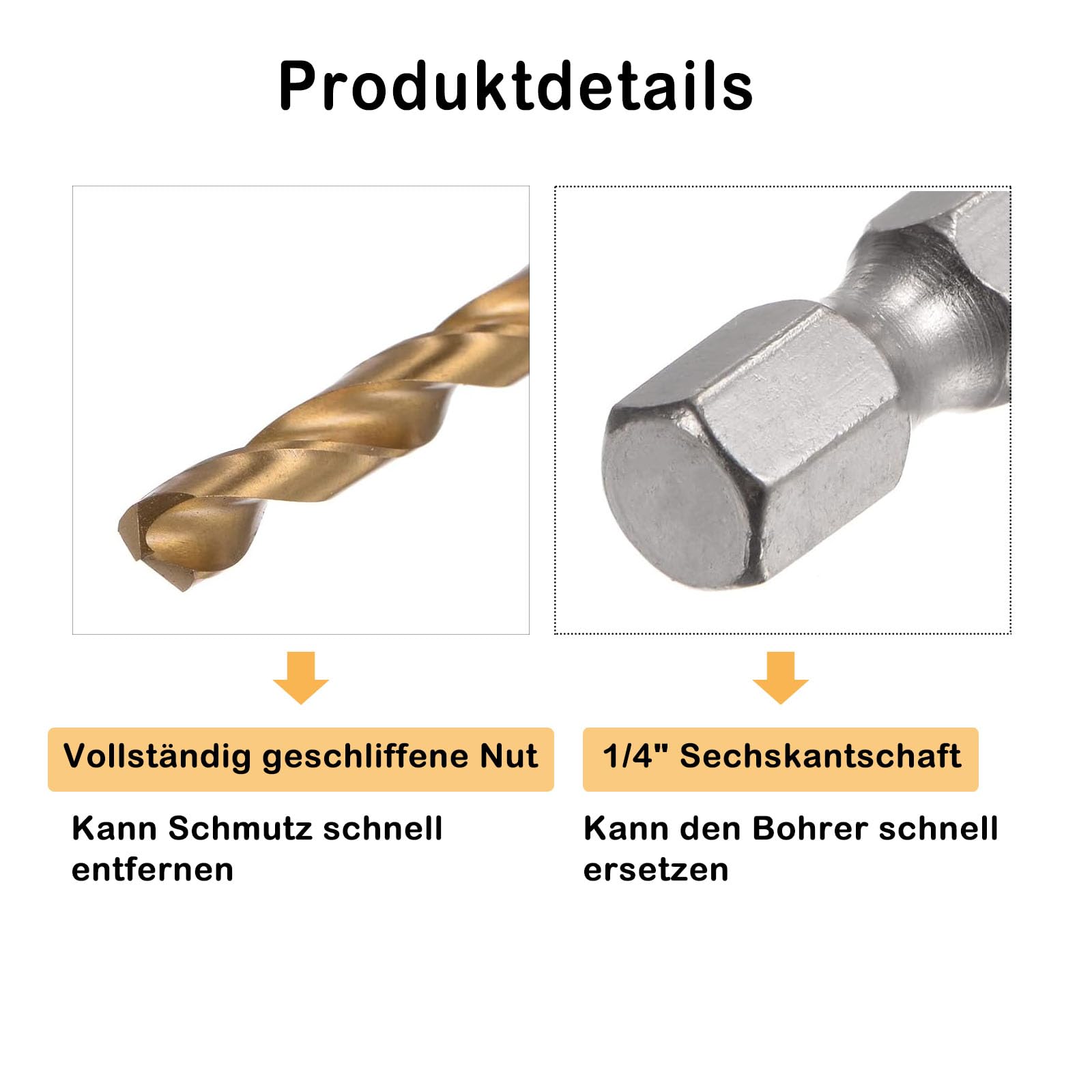 Sechskantschaft-Bohrer-Set 30 Stück – HSS Titanbeschichtet, 135° Spitzenwinkel | Für Holz, Metall, Kunststoff