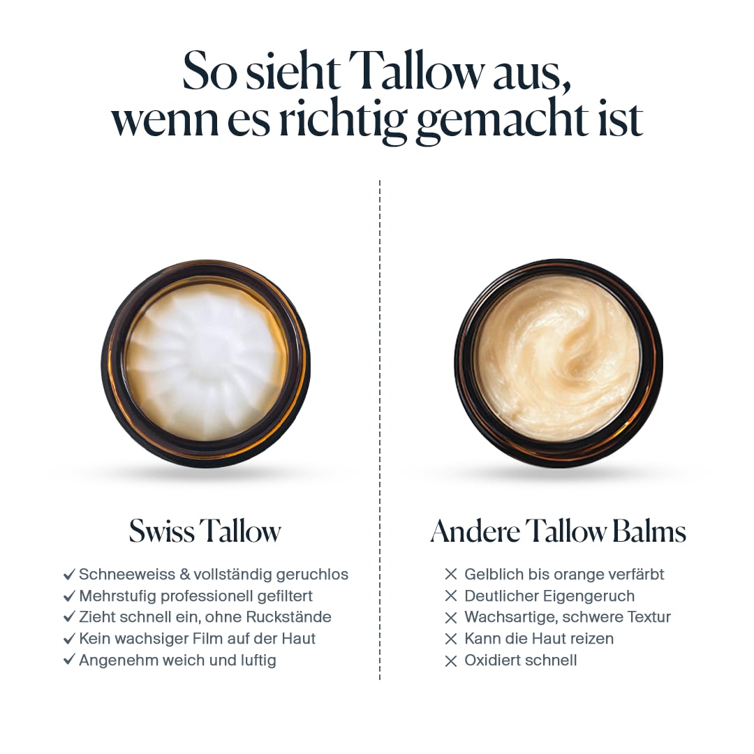 Balm Pure – Rindertalg Creme geruchsneutral für Gesicht & Körper | Beef Tallow Gesichtscreme bei trockener Haut | Naturkosmetik ohne Chemie, grasgefüttert, Swiss Made | 60 ml