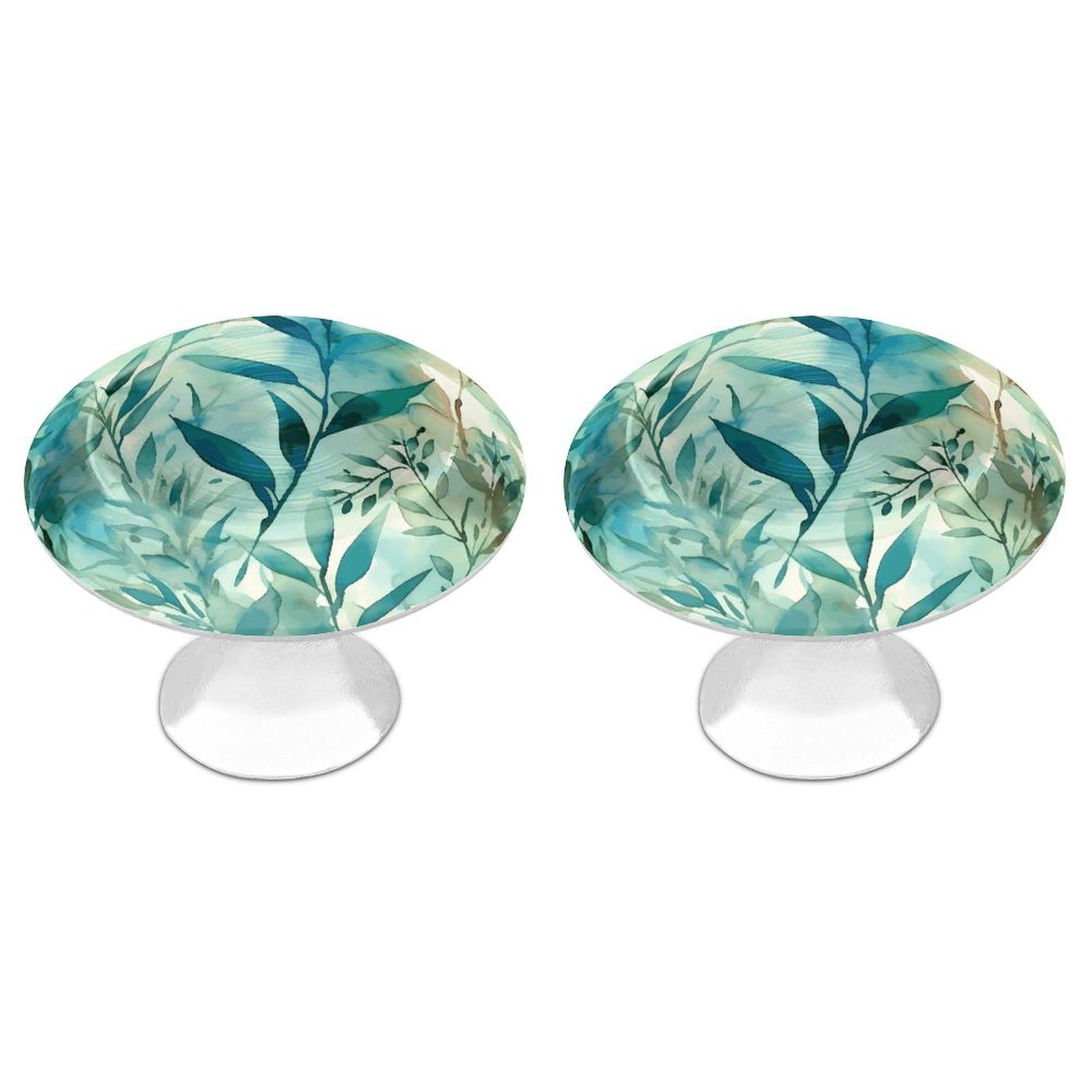 Btcowzrv Style Hand Drawn Leaves 2 Pack Cabinet Knobs Drawer Pulls