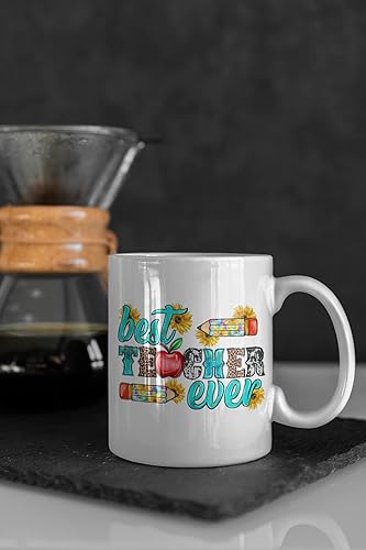 Miniatura 5 de Taza de café con texto en inglés "Best Teacher Ever", regalos divertidos para profesores, Día de la Madre, Día del Padre, Navidad, regalos de