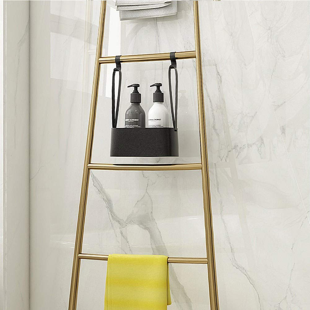 GUYANA Escalera de toallero de baño Independiente, Estante de Secado de Acero Inoxidable, Soporte de Estante de Manta para Sala de Estar, baño, Cocina/Blanco (Dorado)