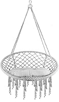 Vista 1 de Hamaca de 31.5 x 15.7 pulgadas, columpio de macramé, capacidad máxima de 360 libras, estilo bohemio, silla columpio con borlas, columpio