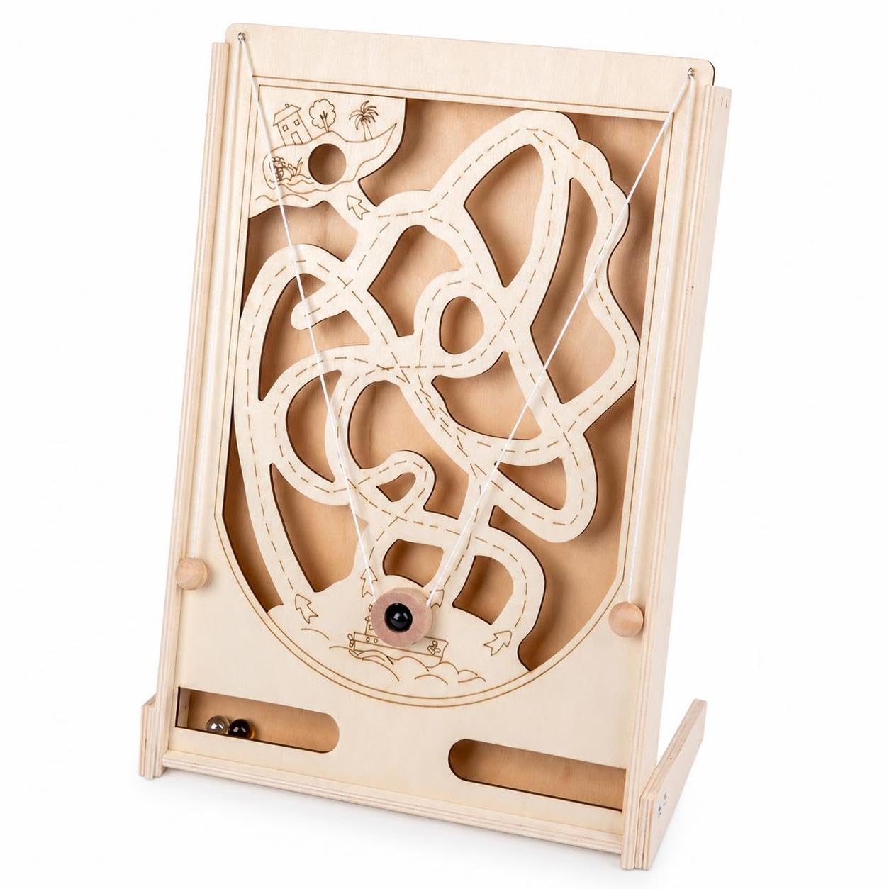 Qianly in Legno con Avventura Pirata per Allenare Coordinazione Mano Occhio E Controllo Fine Gioco da Tavolo con Struttura Robusta Adatto per Giochi Famiglia, Multiforo