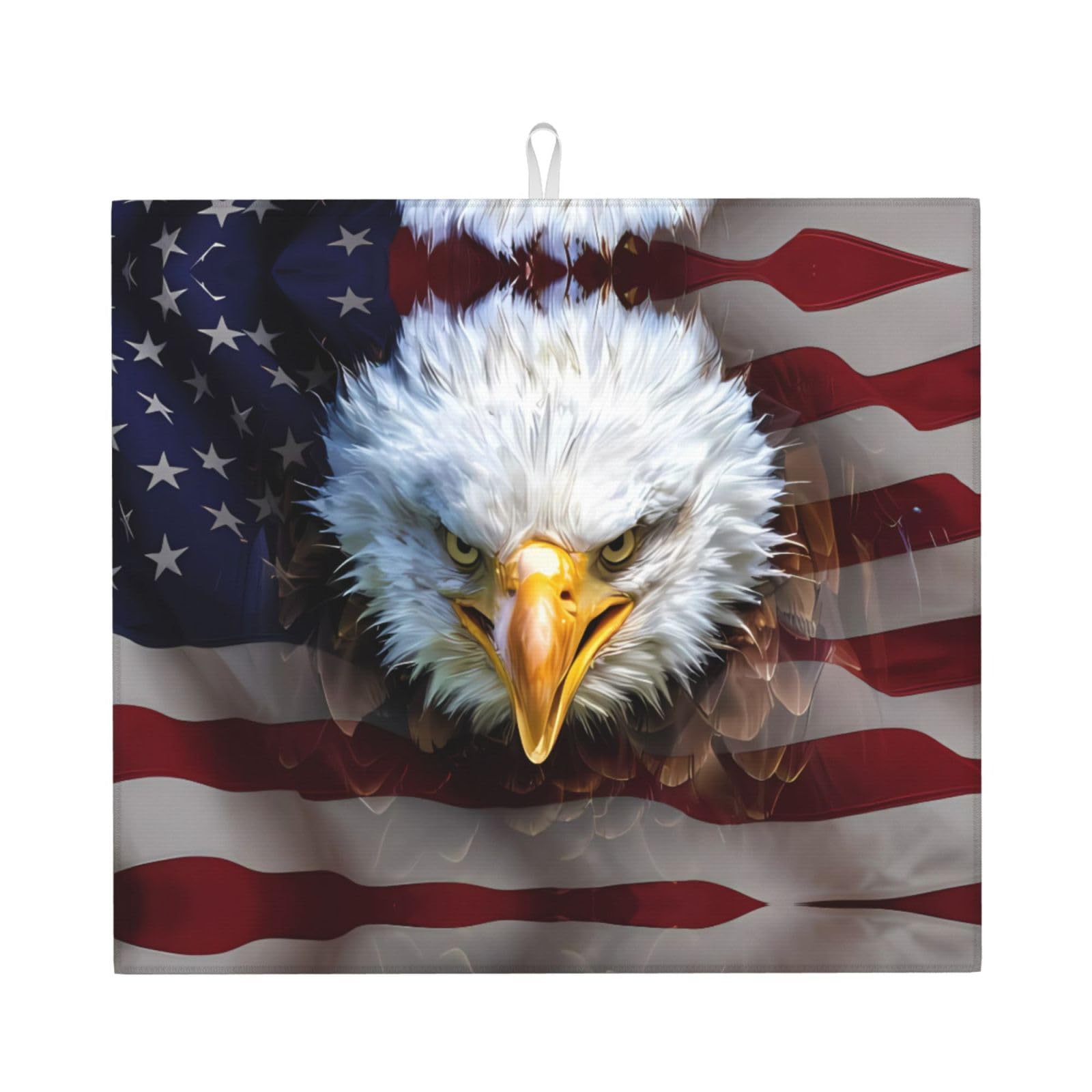 HJFCZH American Bald Eagle Prints Kitchen Drying Mat – Absorbent Microfiber Throw for Dishes, Non-Slip Counter Cover, Quick-Drying Layer with Fade-Resistant Print