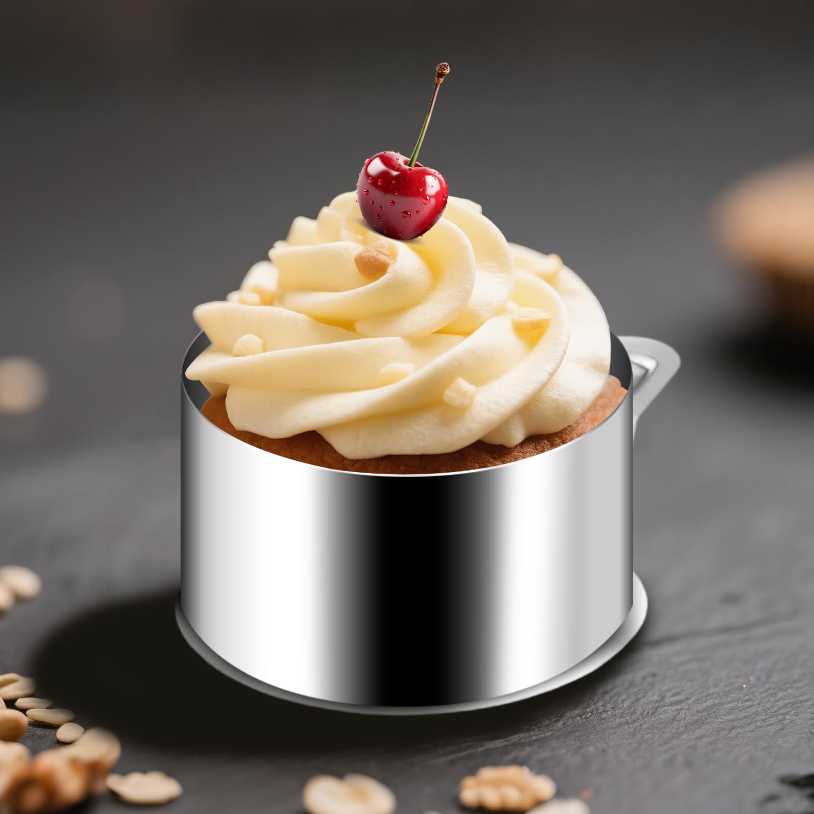 12 sztuk okrągłych kubków, 8 cm okrągły stalowy kubek do makaronu, łatwe do rozformowania, do myszy, ciast, deserów