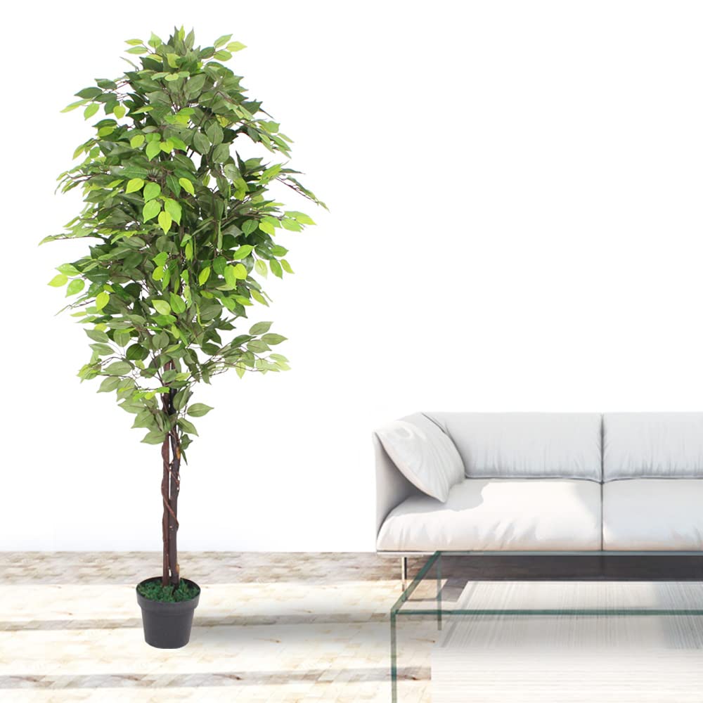Ficus Plante Artificielle 180cm avec Bois Véritable Decovego