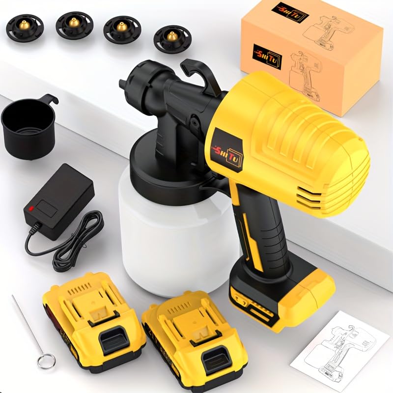 Pulverizador de Pintura inalámbrico, pulverizador de Pintura Alimentado por Pilas, Pistola de pulverización inalámbrica de Alto Voltaje (2 baterías mejoradas + Accesorios)