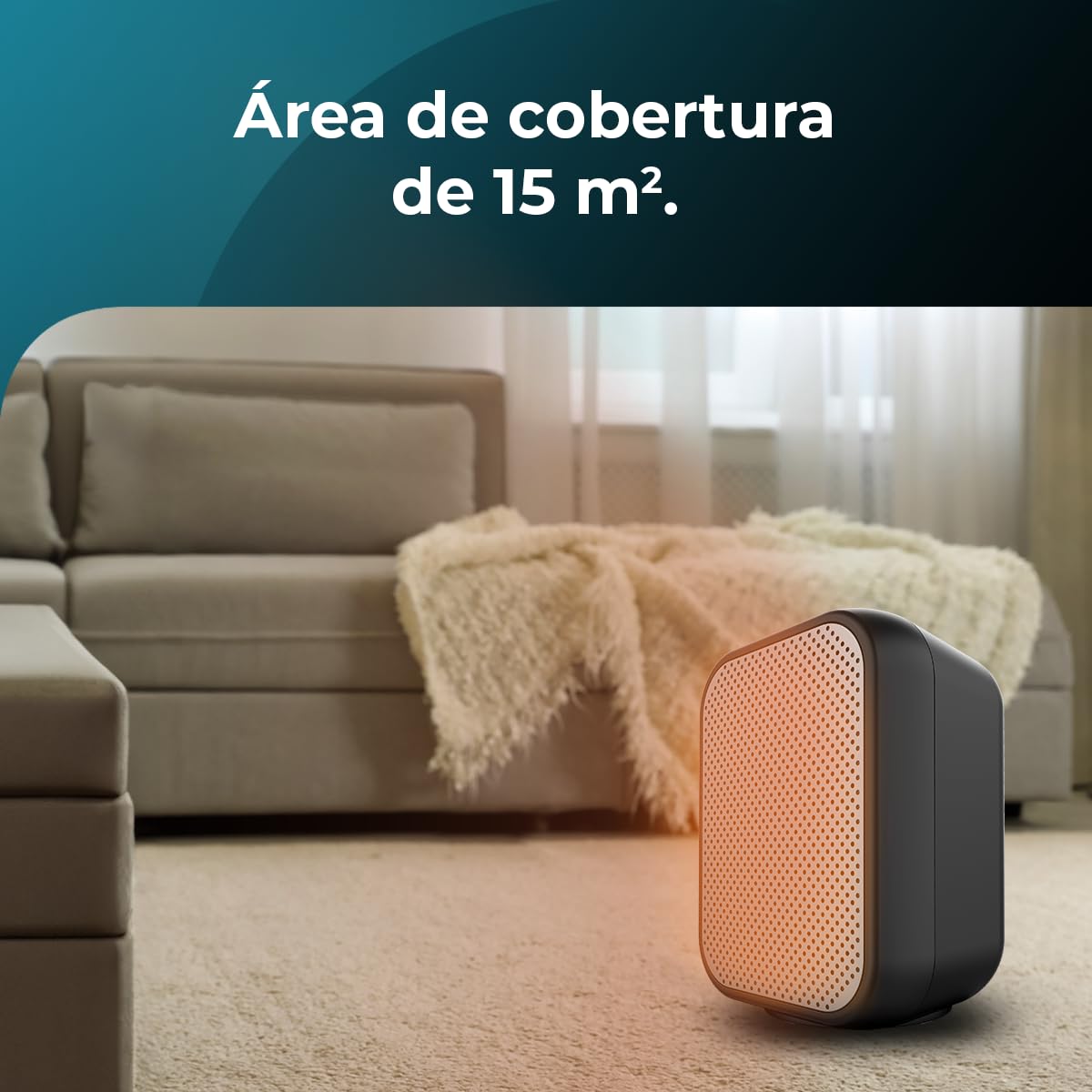 Cecotec Calefactor Cerámico de Sobremesa ReadyWarm 1500 Max Ceramic Rotate, 1500 W, Oscilación, Termostato Regulable y 3 Modos de Funcionamiento, Área de Cobertura de 15m2