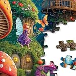 Rocorose 500 Puzzles en pièces pour adultes, Maison de Champignons Puzzle Challenging Fairy Champignon Village Puzzler Fête de vacances Jeu éducatif Anniversaire Festival Cadeau