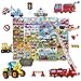 imnext2u 3D Puffy Stickers for Kids Resuable Foam Sticker for Toddler, Boys, Girls Scrapbooking Supplies, Engineering Vehicle,Digger, Forklift, Police Car, Fire Truck - 4 Sheets (Vehicle)