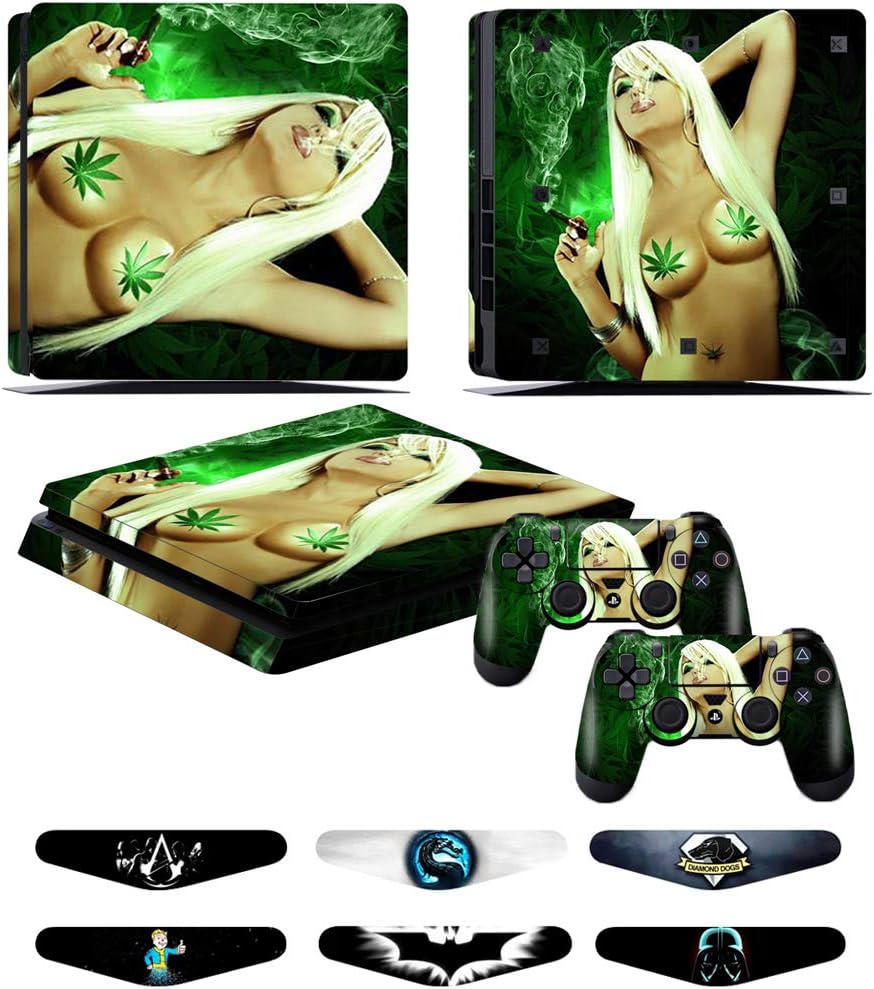 PS4 Slim Skins - Decals for PS4 Controller PlayStation 4 Slim - Stickers Cover for PS4 Slim Controller Sony PlayStation Four Slim Accessories with Dualshock 4 Two Controllers Skin - Women