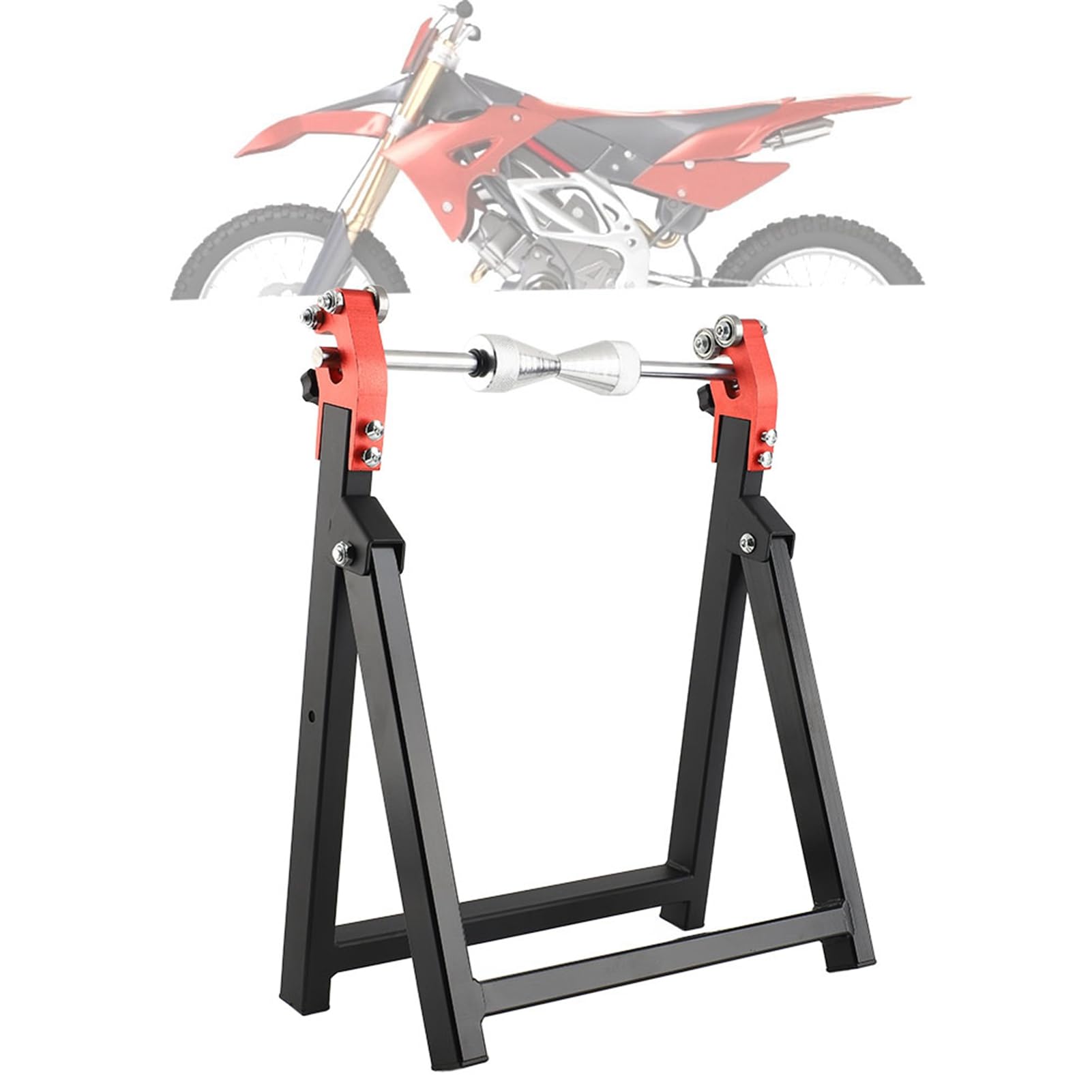 Soporte de Equilibrio Plegable para Balanceador de Ruedas de Motocicleta de 5 "x 23" para Nivelado Estático de Neumáticos, Material de Acero Duradero, Negro, con Accesorios de Instalación,