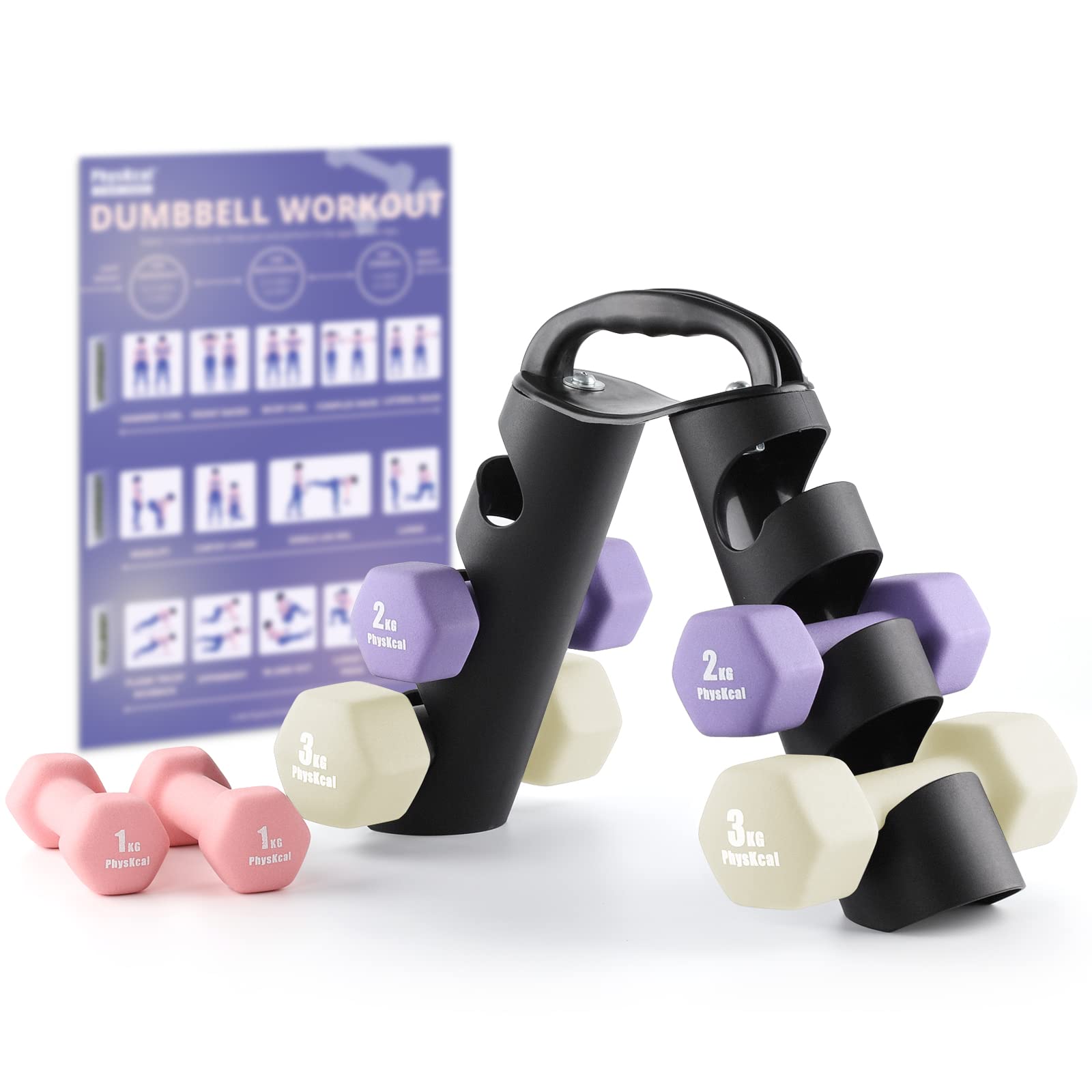 Dumbbells Set with Storage Rack, Hand Weights Set for Home, Gym & Studio