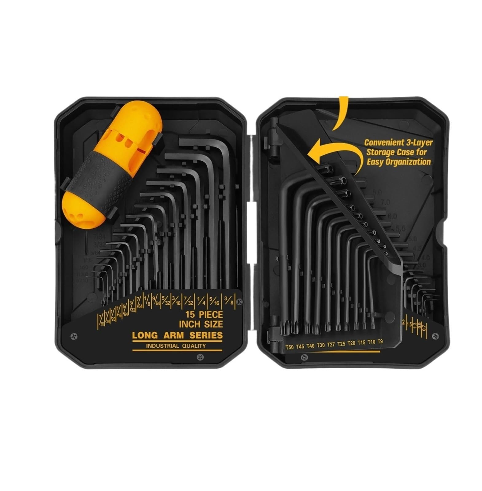 Zestaw narzędzi naprawczych Zestaw kluczy imbusowych 41 szt. Standardowy SAE (0,028"-3/8") i metryczny,7 mm-10 mm) Torx (T9-T50) w walizce do przechowywania