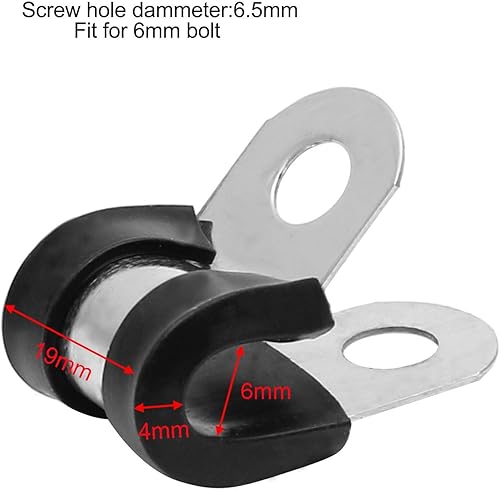 Miniatura 8 de 20 abrazaderas de cable de acero inoxidable de 58 pulgadas, abrazadera de tubo aislada acolchada de goma tipo R abrazadera de alambre de metal para