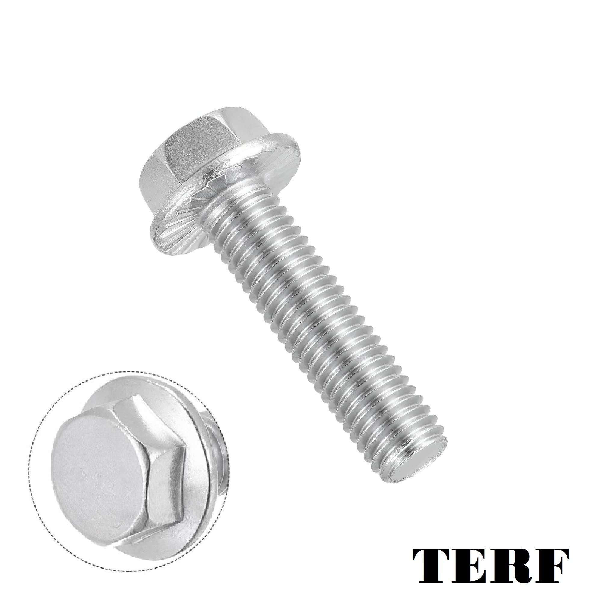 TERF® M5 X 12mm Serrated Flanged Hex Head Bolt M5 (5mm) X 12mm Serrated Flanged Hexagonal Head Set Screw Bolts - Pack of 10 - Image 2