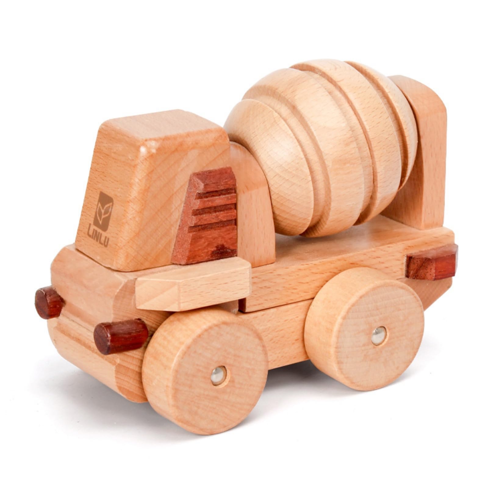 Voiture en Bois Miniature Écologique, Camion Bétonnière en Bois Massif S-29G