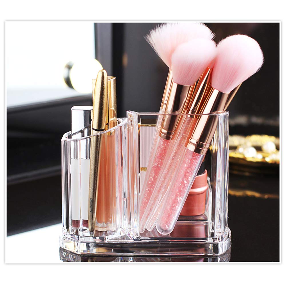 Porta pennelli Organizer per Trucco 3 Sezioni Supporto Acrilico per Cosmetici per Trucco, Casa, Ufficio, Bagno