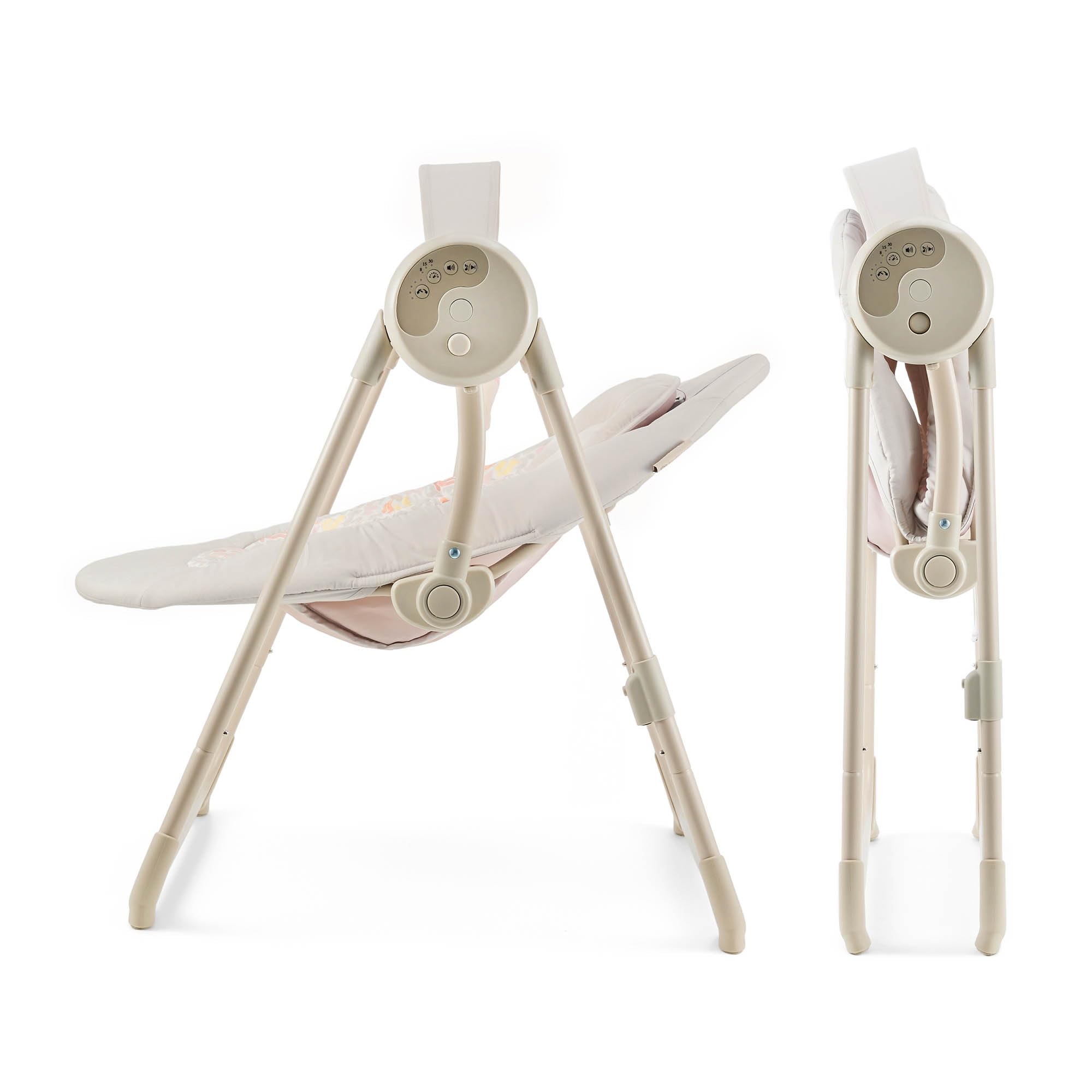 Kinderkraft SWINGEE Transat bébé, Balancelle de La Naissance, dossier réglable, 8 mélodies apaisantes intégrées, Berceau bébé, Léger et pliable, Beige