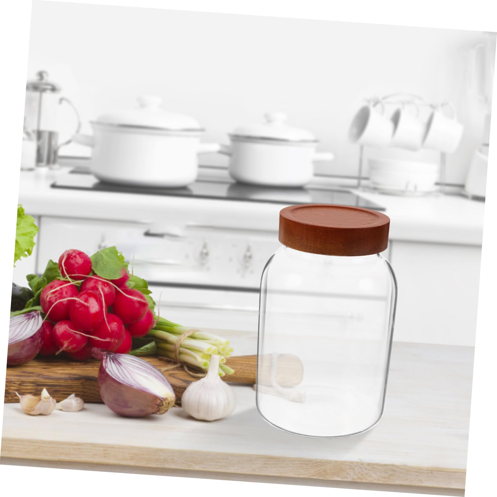 Glasbehälter mit Holzdeckel Luftdicht Verschlossen für Kaffeebohnen Tee Müsli und Süßigkeiten Wiederverwendbar und Langlebig