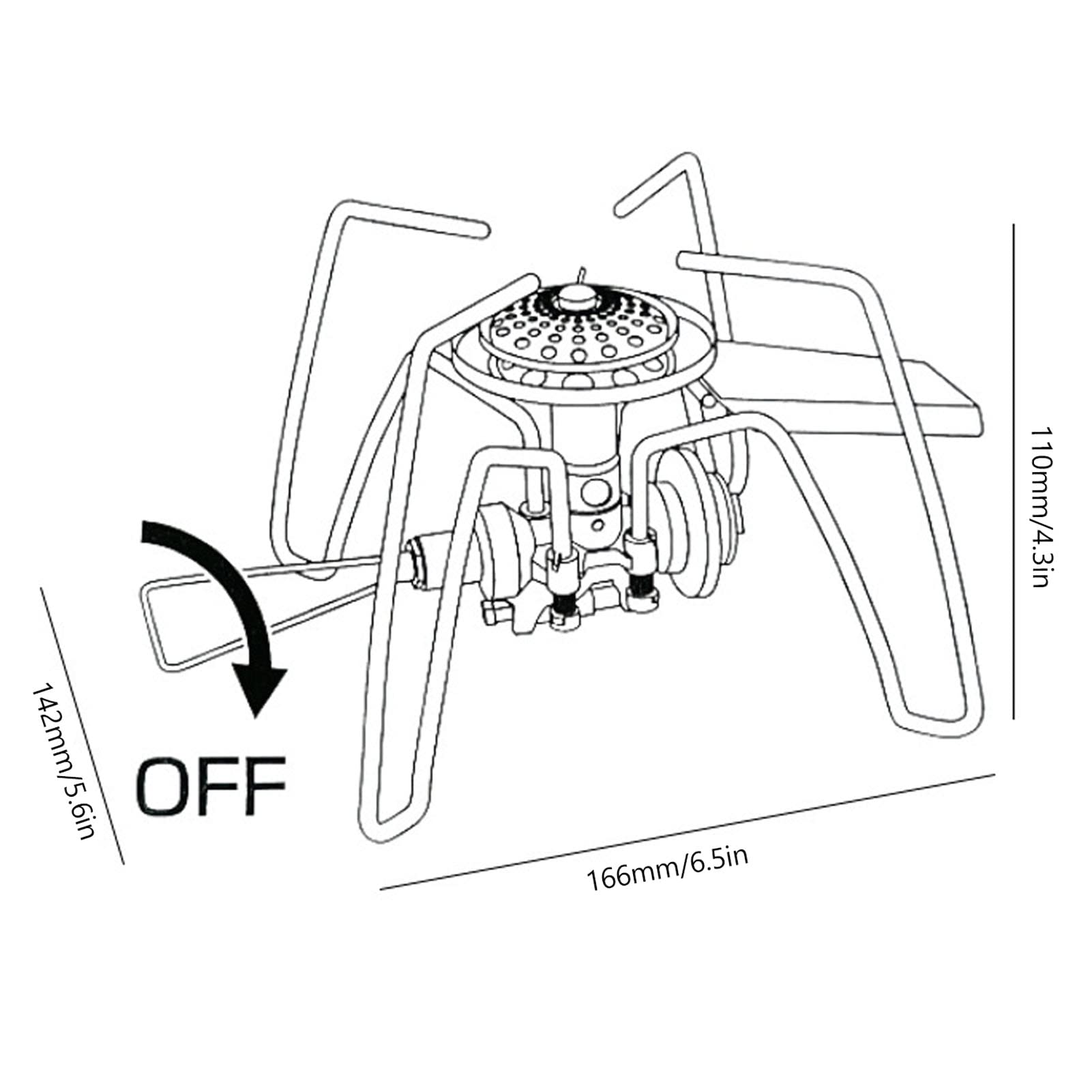 Fornello da Campeggio, Mini Fornello a Gas Portatile Pieghevole, Fornello da Campeggio per Barbecue con Forte Potenza di Fuoco, Fornello da Campeggio Resistente al Vento